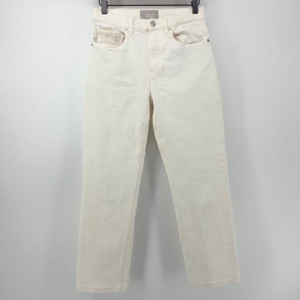 Everlane Womens Jeans The Cheeky Jean 26 Crop Bone White High Rise Straight